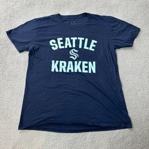 Seattle Kraken Shirt Adult Large Blue Teal NHL Hockey Casual Modern Cotton Mens